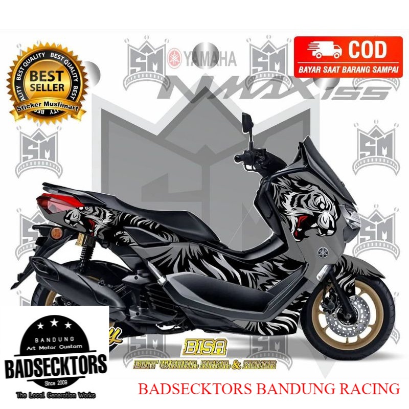 sticker decal yamaha NMAX motif tiger grey keren
