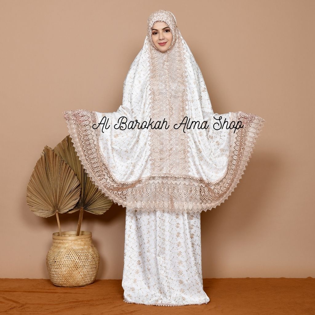 Mukena Dewasa Jumbo Full Bordir Mewah Sutra Paris Milo Prada Shireen