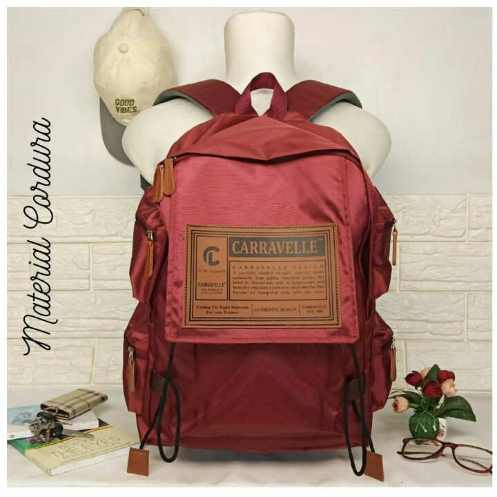 RANSEL SEKOLAH WANITA Backpack Pria BAHAN CORDURA IMPORT CARRAVELLE CRV 014