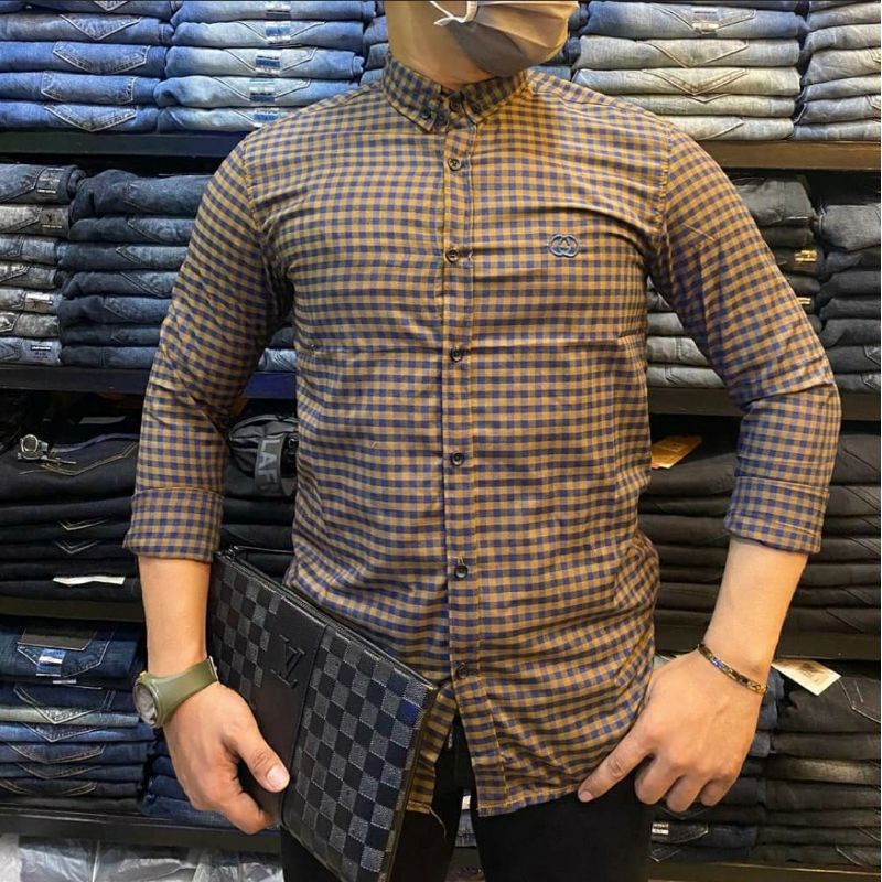 kemeja kotak kotak lengan panjang / kemeja kotak-kotak / kemeja flanel pria / kemeja pria lengan pan