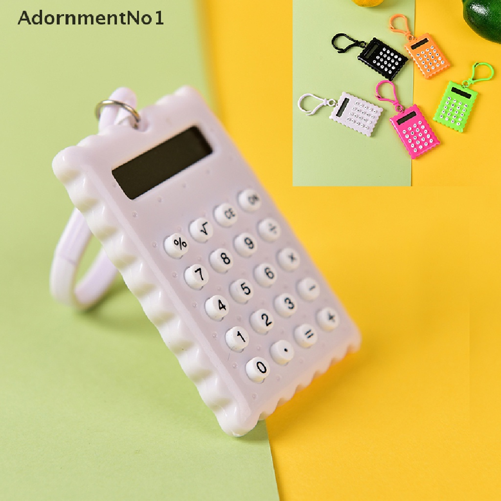 (AdornmentNo1) Gantungan Kunci Kalkulator Elektronik Mini 8 Digit Warna Acak