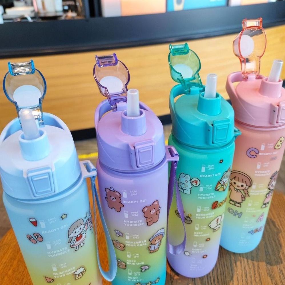 Botol Motivasi 1Liter Free Sedotan