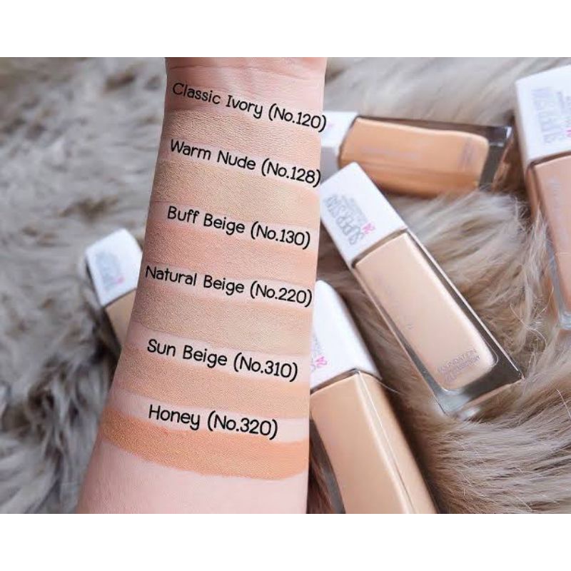 Maybelline superstay 24h foundation 310 130 220 320 sun beagie