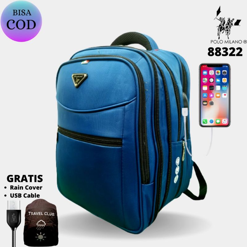 Tas RANSEL POLO MILANO USB 18 INCH 88332 Tas Pria RANSEL IMPORT RANSEL LAPTOP RANSEL ANTI AIR RANSEL FREE USB AND RAINCOVER