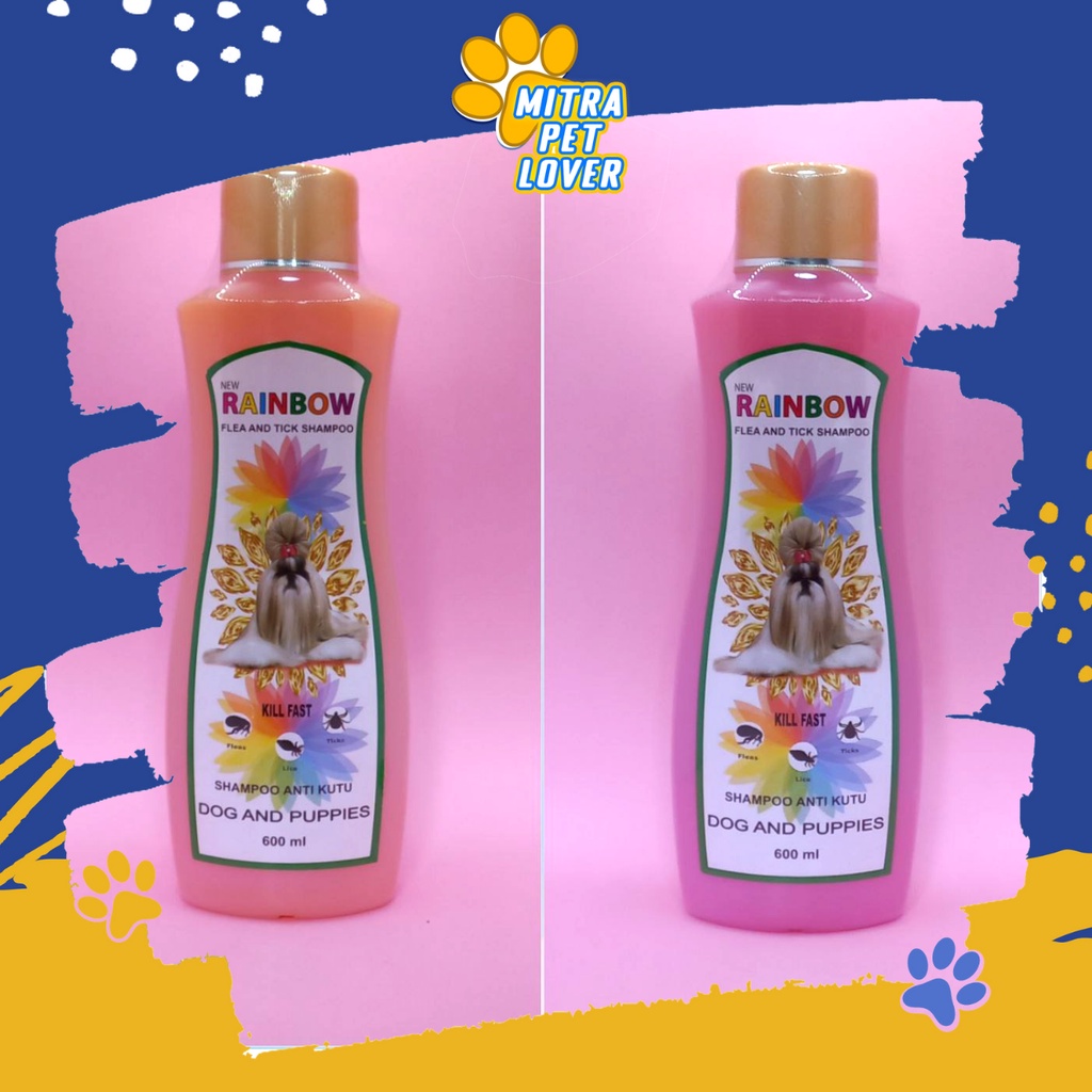 SHAMPO ANTI KUTU ANJING - RAINBOW DOG 600 ML SHAMPOO - HARUM WANGI AROMA BUNGA KRISAN BULU HALUS LEMBUT BERSIH SEGAR SAMPO - MURAH GARANSI KUALITAS ASLI ORIGINAL - PET ANIMAL HEALTHCARE VETERINARY TAMASINDO OBAT &amp; VITAMIN HEWAN PELIHARAAN MITRAPETLOVER