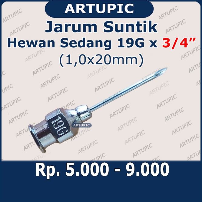 Jarum Suntik Hewan Sedang 19G x 3/4 inch Vaksin Ternak Kambing Domba Anjing Kucing Vet Needle Stainless Steel