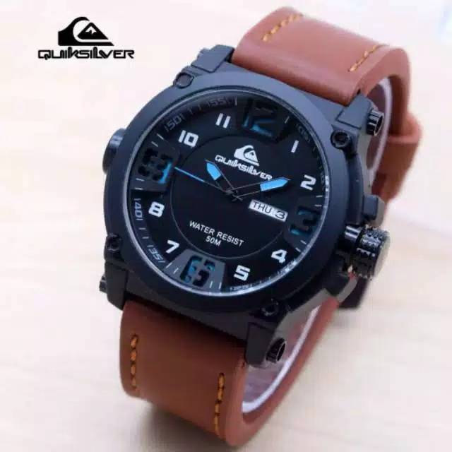 Jam Tangan Pria Sporty Quicksilver Day Date Aktif Strap Kulit JM43