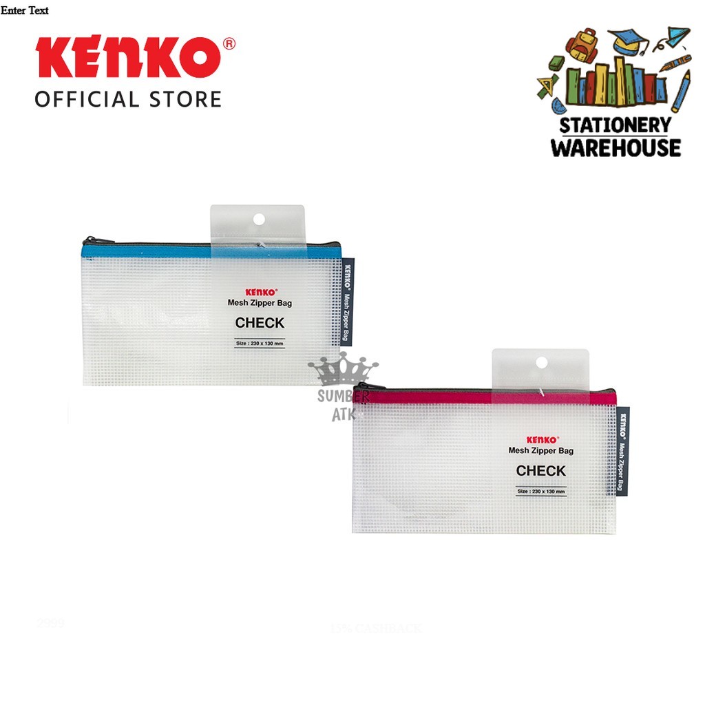 

KENKO MESH ZIPPER BAG MZB1-CH CHECK / Hand BAG / Tempat Pena Pensil