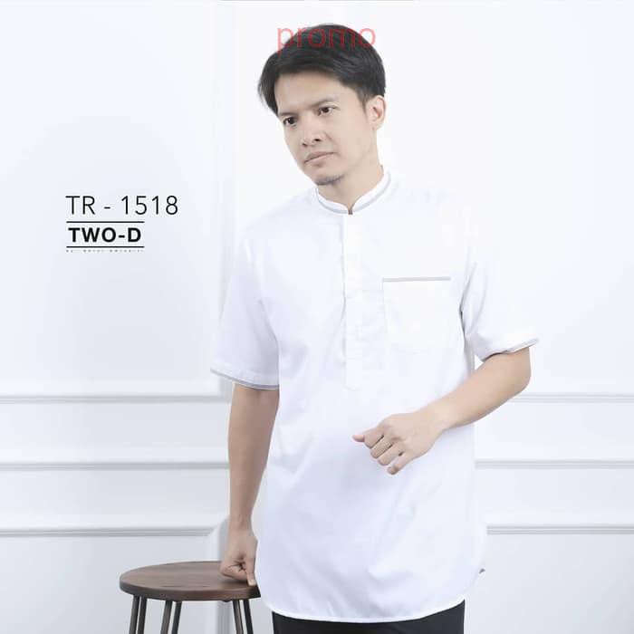 TWO-D Baju Koko Lengan Pendek Kode 1518 by Dhini Aminarti Putih Polos - Ukuran- S