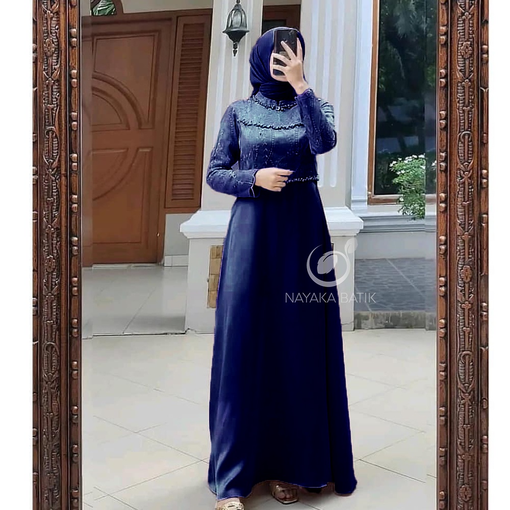 [MAXI SERIES LEBARAN] Maxi Dress Tiara Tulle Mutiara - Gamis Remaja Kekinian - Dress Pesta Kondangan - Gamis Brukat - Baju Lamaran