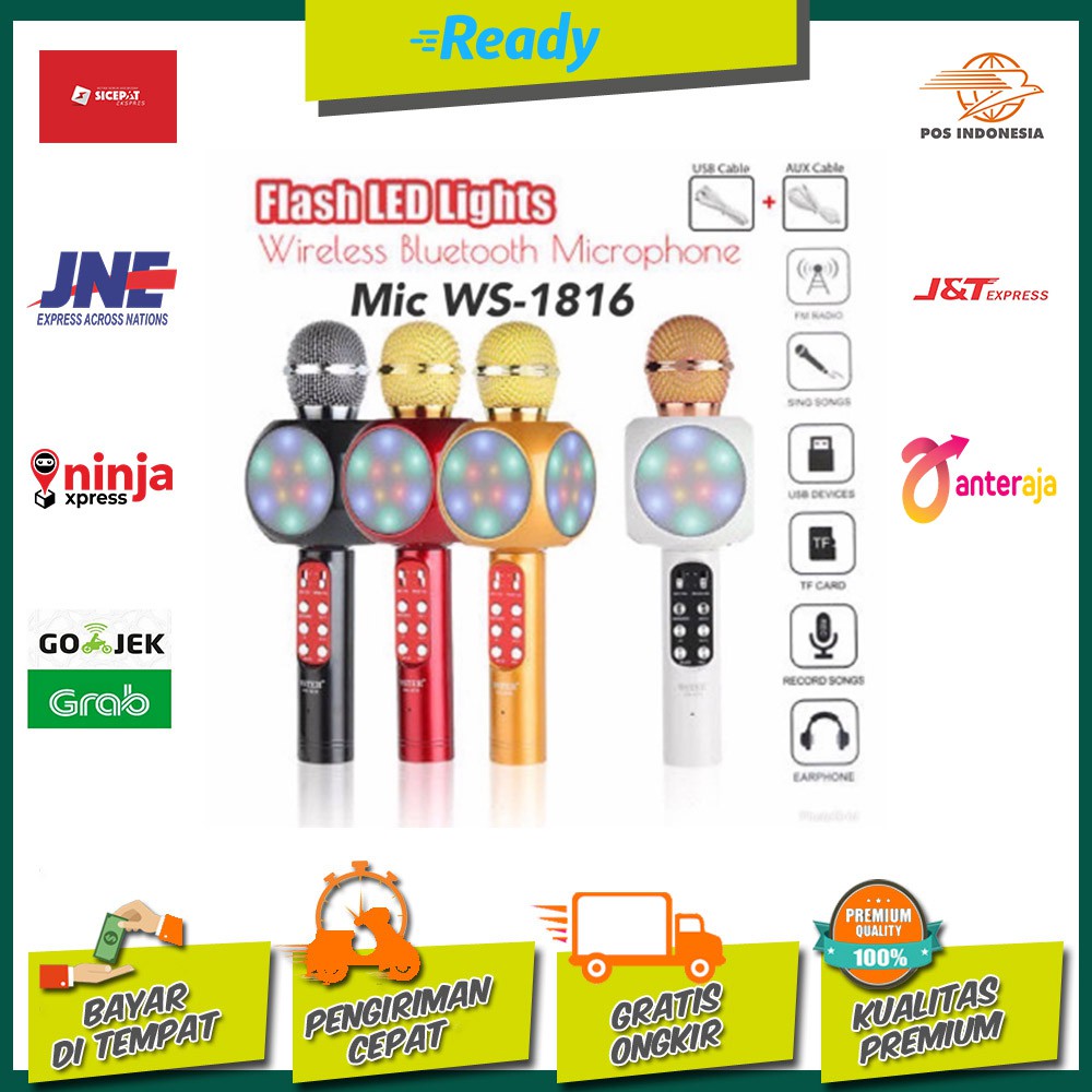 Mic bluetooth - Wireless microphone  Led - Mic bluetooth