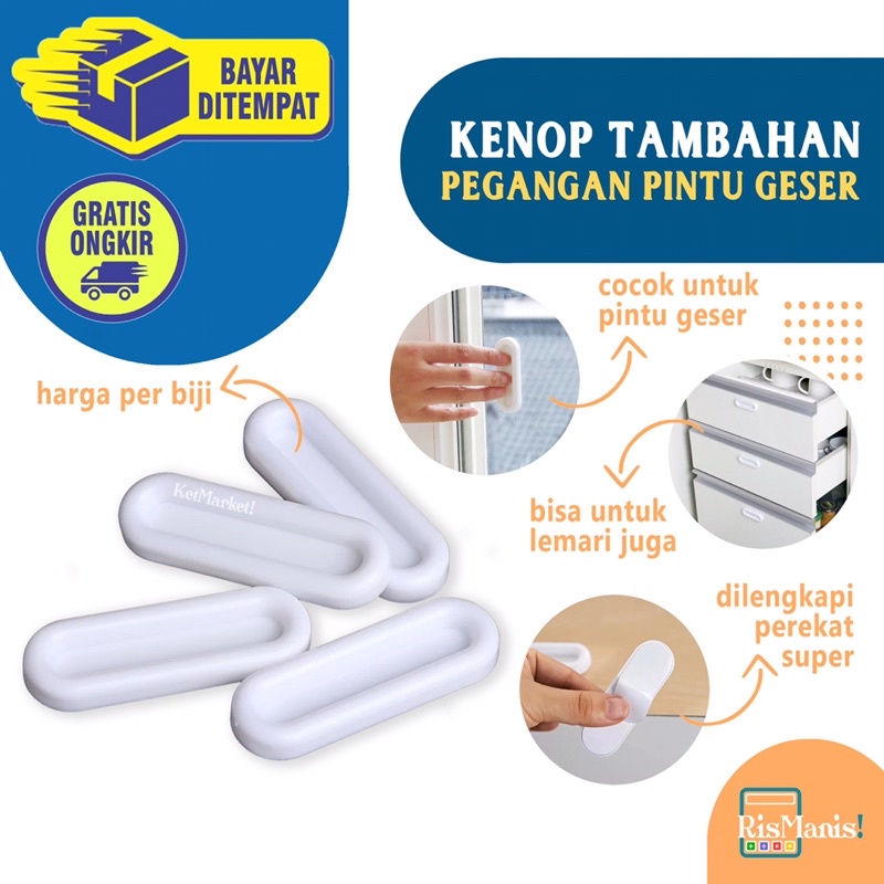 SLIDING DOOR HANDLES - Pegangan Tempel Tambahan Gagang Pintu Jendela Lemari Geser Plastik Serbaguna