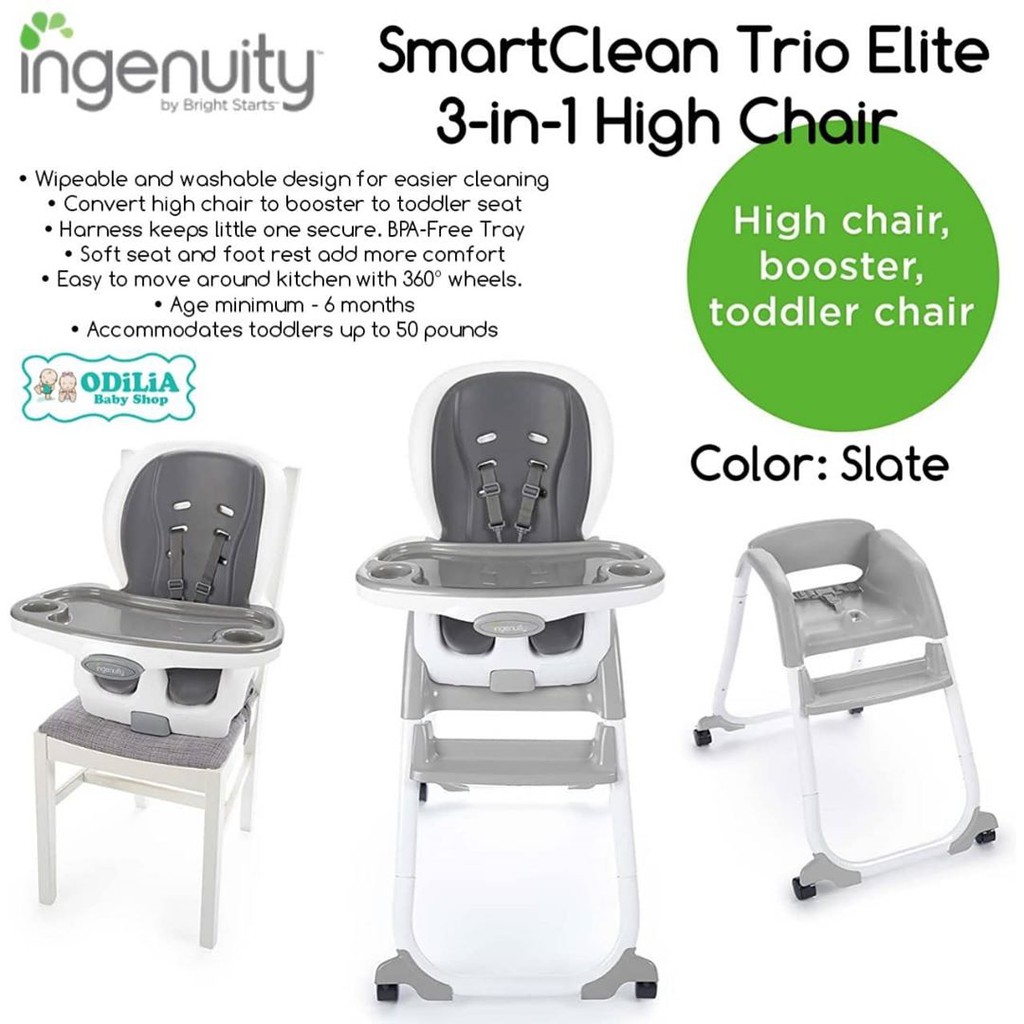 Ingenuity Smartclean Trio Elite 3in1 High Chair I Kursi Makan I Hc Shopee Indonesia