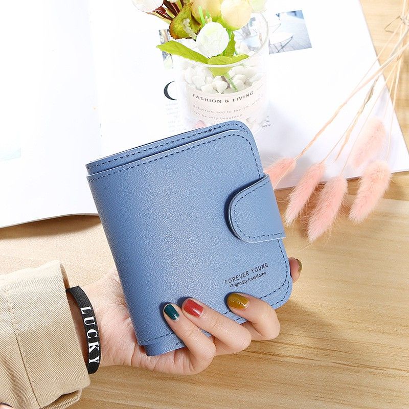 (IMPOR) DOMPET WANITA, DOMPET FOREVER YOUNG - dompet lipat mini wanita-dompet polos - Kode D09-Biru