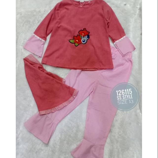 SALE Setelan kulot gamis anak perempuan merah bata size 13 284