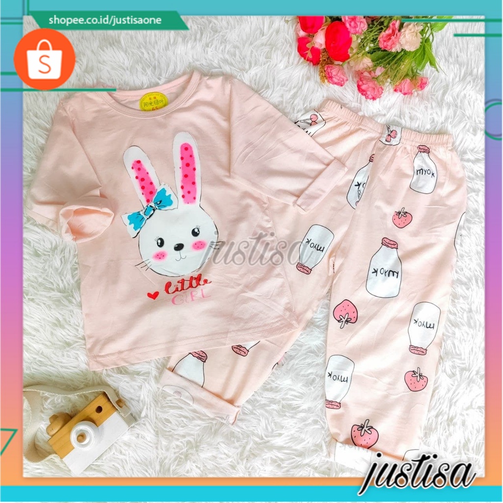 Promo !! Setelan piyama anak perempuan  / setelan piyama little girl bunny uk  6bln-1thn