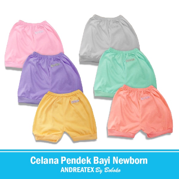 1 Pcs Celana Pendek Bayi Newborn Boboko Andreatex Warna Warni