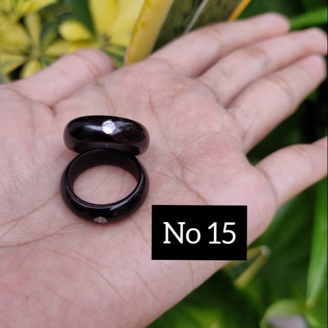 Cincin mata satu hitam ukuran 15 kokka kaukah