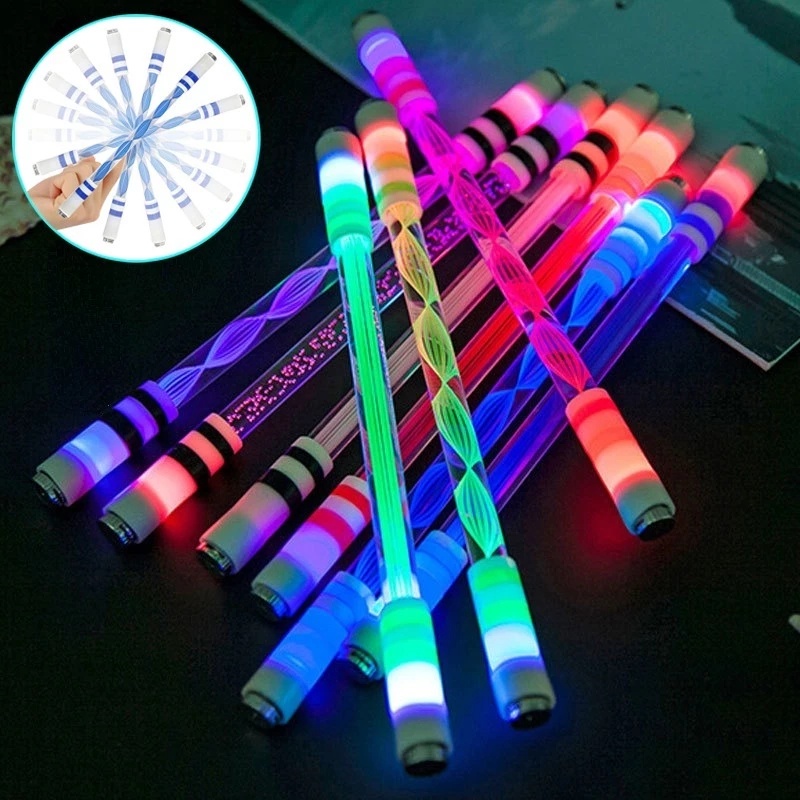 1pc Pulpen Gel LED Flash Rotasi Putar Pereda Stres Untuk Mainan Pelajar