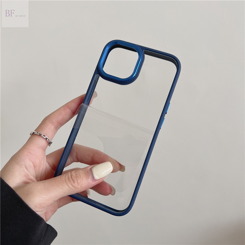 Hard Case Akrilik Transparan Frame Metal Proteksi Lensa Untuk Iphone 14pro 14plus 14promax 14