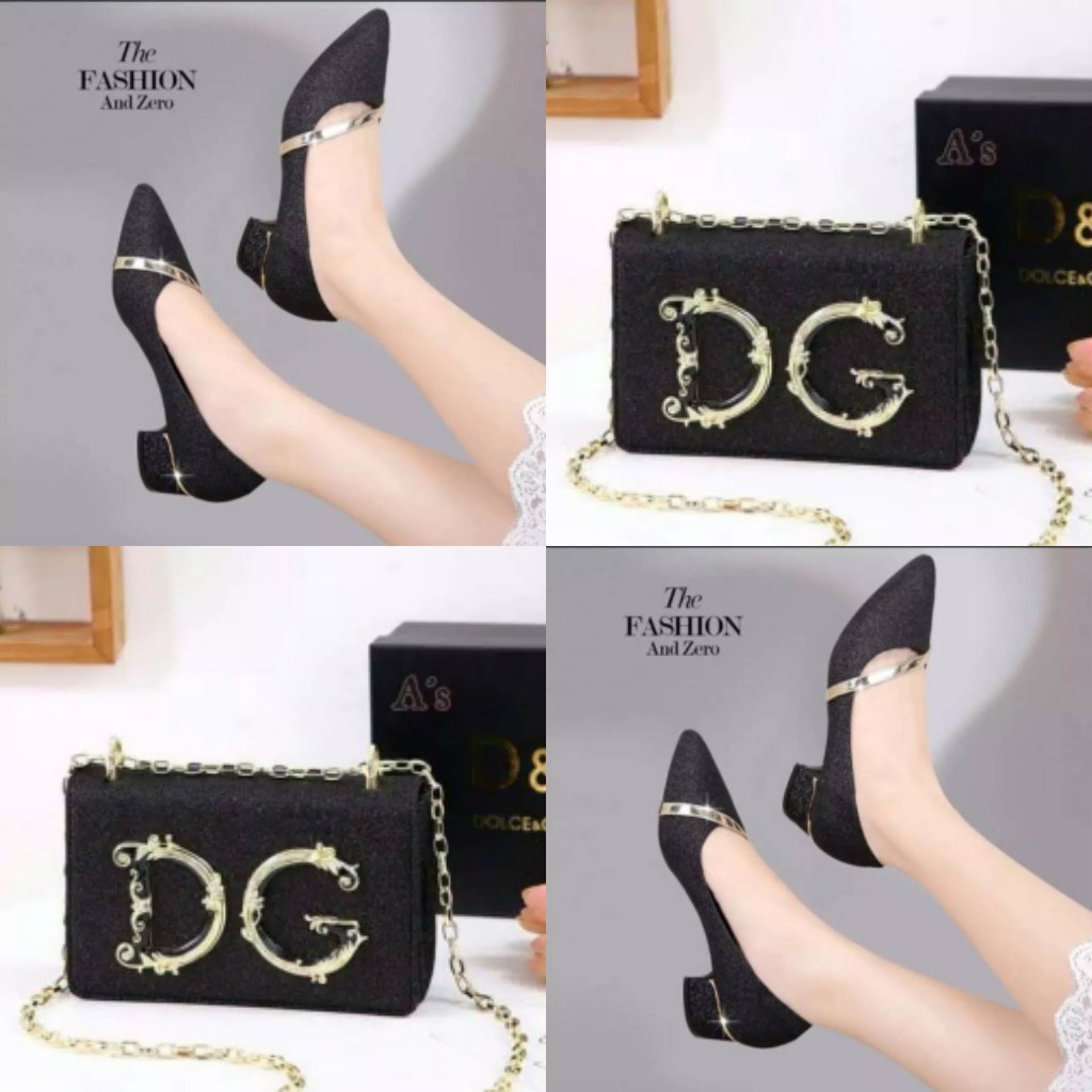 heels dan tas paket tas selempang dan sepatu  pesta