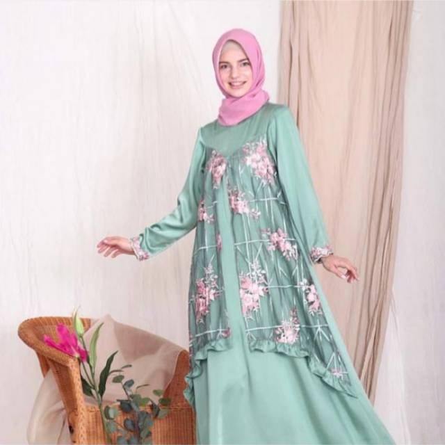 Gamis satin tile fendi daisy
