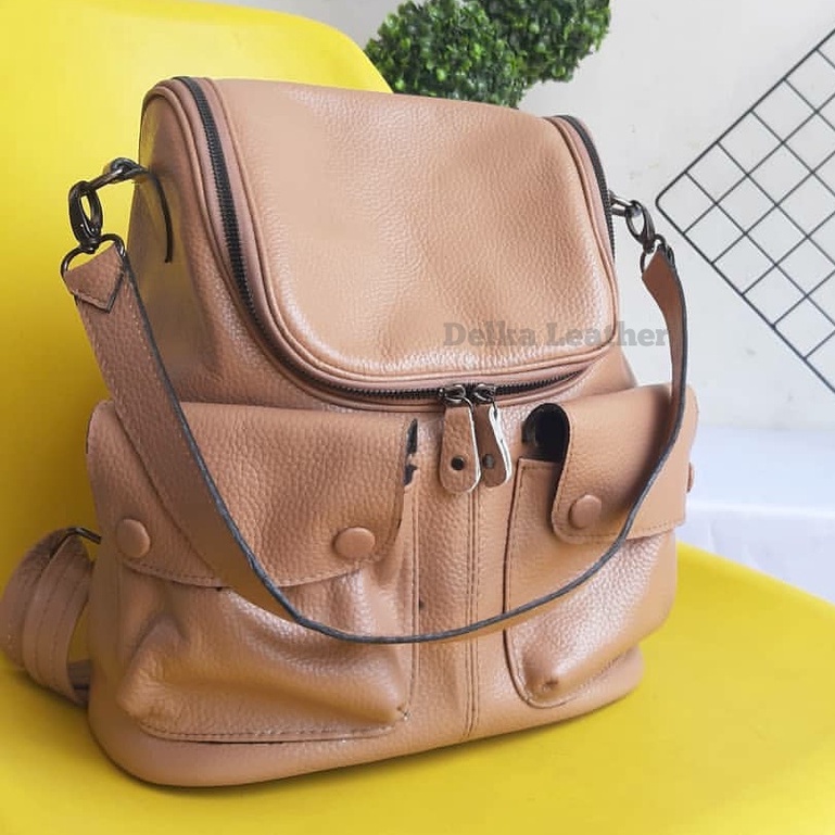 Tas Asli Kulit DL090 Wanita/ Tas Papirut Asli Kulit Sapi Garut/ Tas Ransel Bahan Kulit Sapi Asli 100