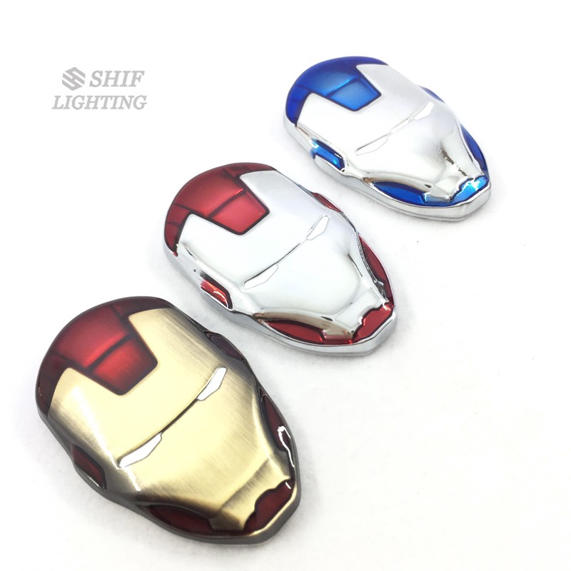 1Pc Stiker Emblem Logo Iron Man Marvel Metal 3D untuk Mobil / Motor