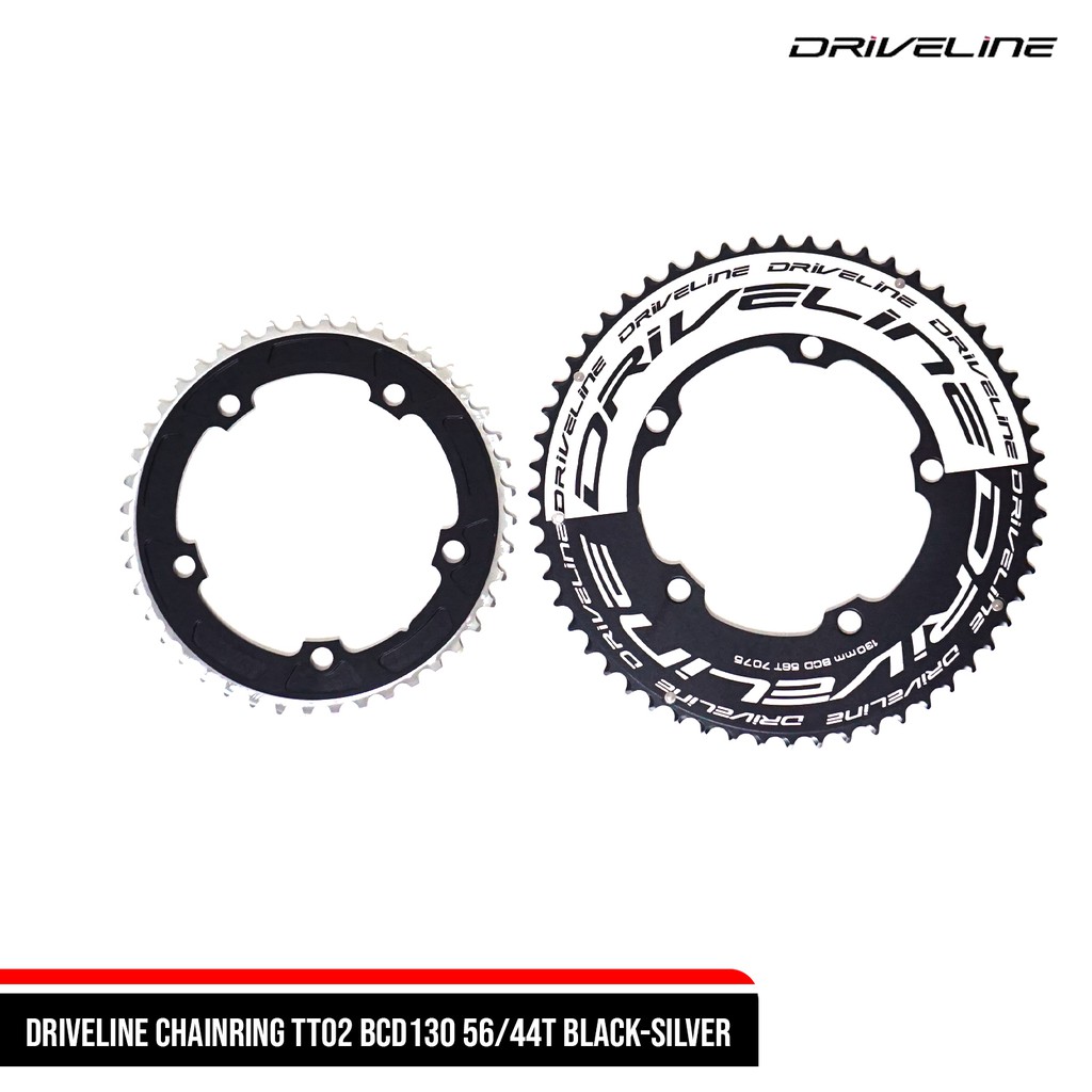 DRIVELINE CHAINRING TT02 BCD130 56/44T BLACK-SILVER