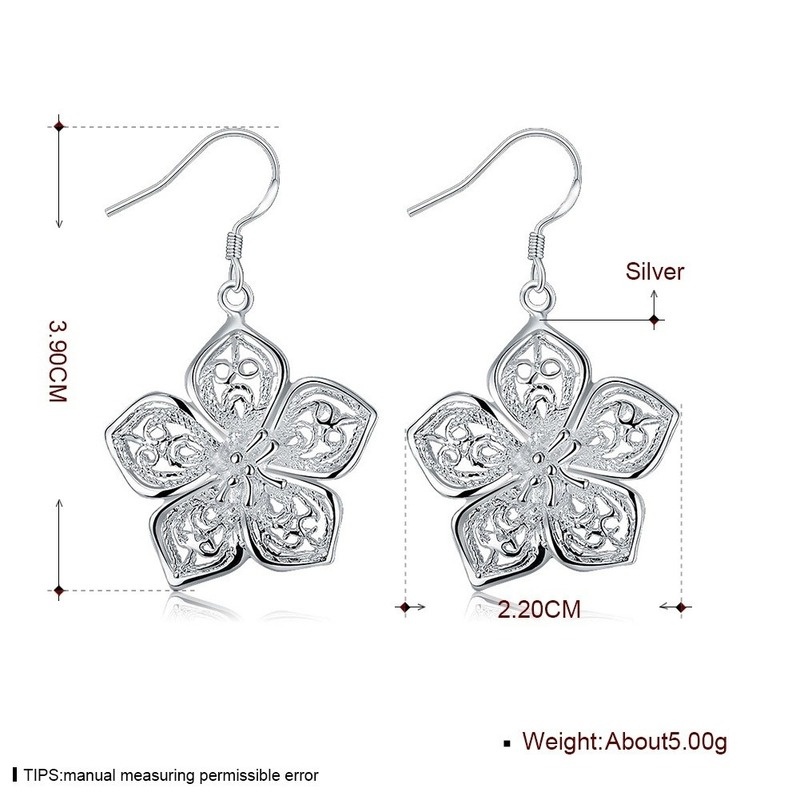 1 Pasang Anting Drop 925 Sterling Silver Bentuk Bunga Untuk Wanita