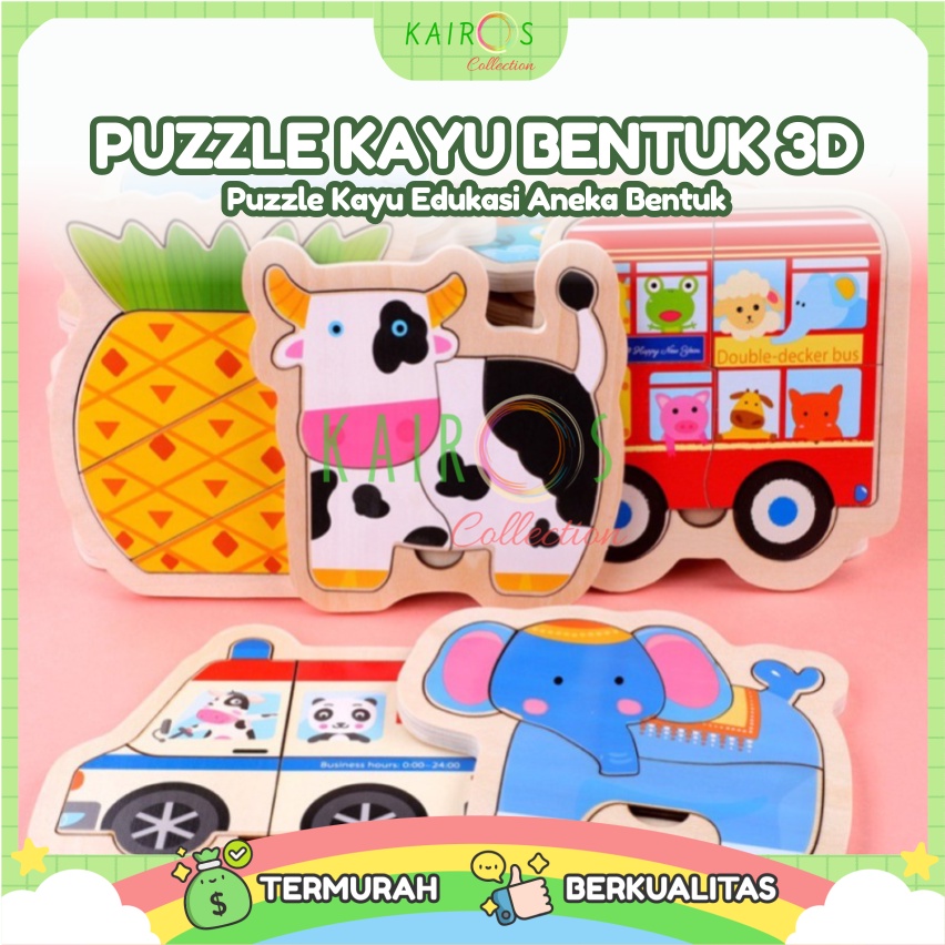 Puzzle Anak Belajar Edukasi Kayu Bentuk Aneka Karakter