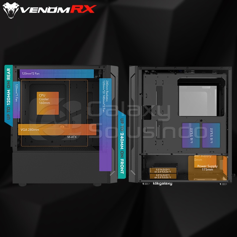 VenomRX URRA Tempered Glass Side Gaming Case