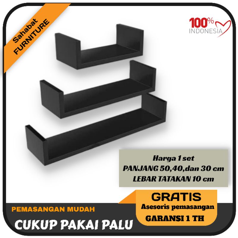 Rak dinding model U shape 3 pcs