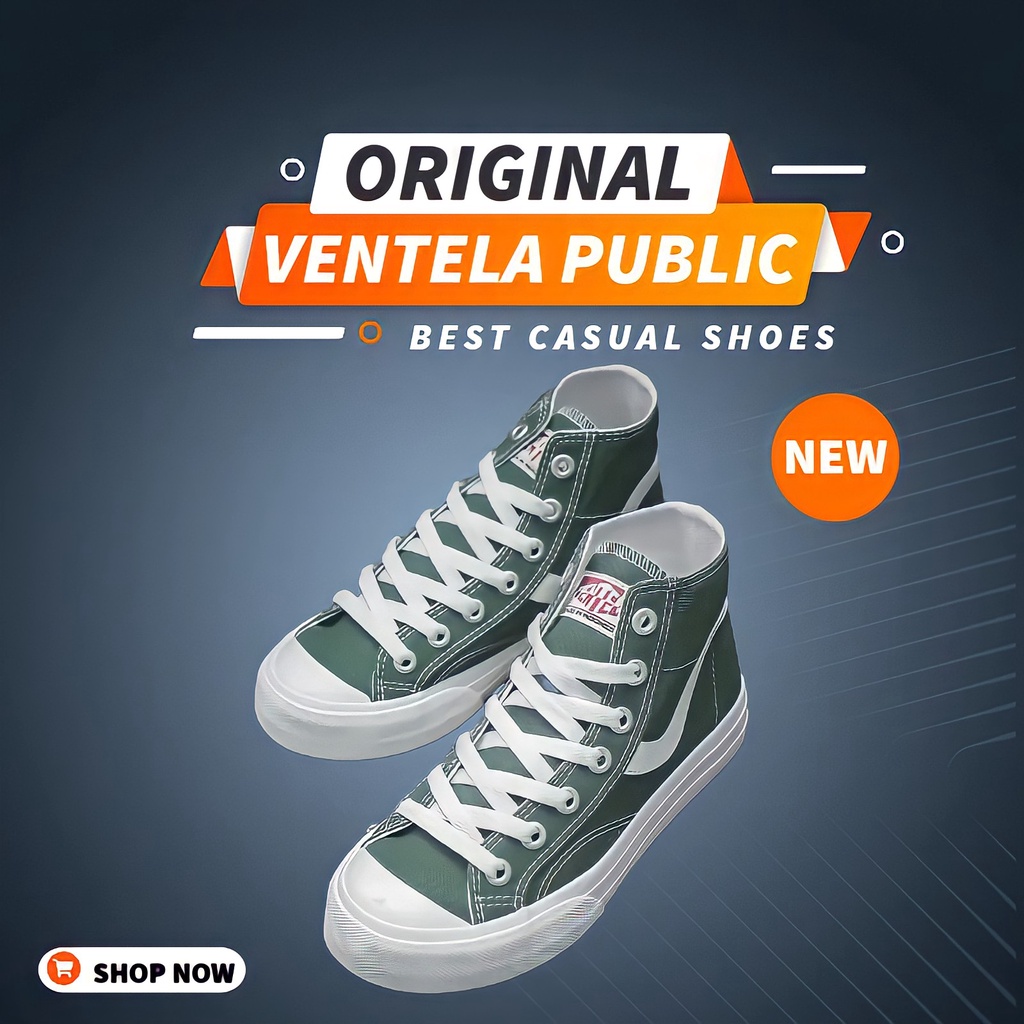 Sepatu Sneakers Casual Ventela Public High Dark Green Original Shoes Sneaker Kasual Vantela Ori Kanv