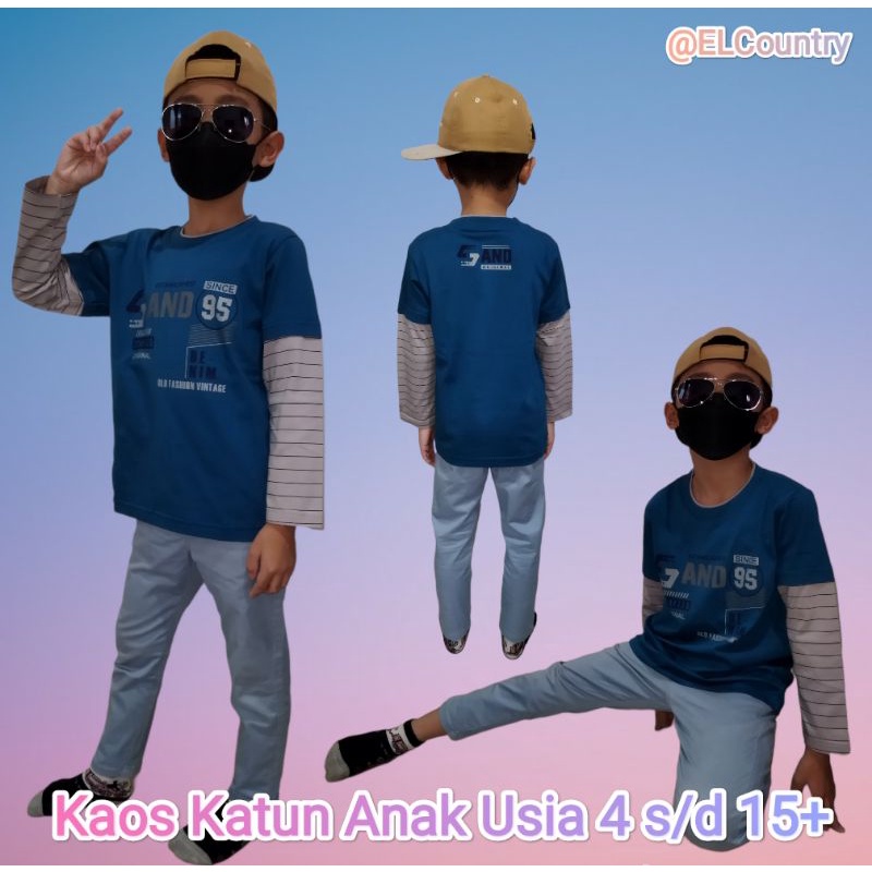 Kaos Country Doy Baju Anak Casual Lengan Panjang AND Kids Umur 4-15+