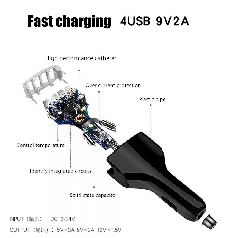 Qualcomm 3.0 - Charger Mobil - Car Charger - Quick Charge - 4 USB