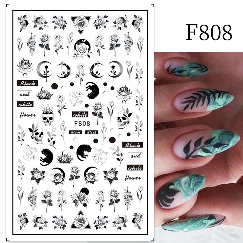 1 Pc Stiker Kuku 3d Motif Bunga Daun Abstrak Untuk Dekorasi Nail Art