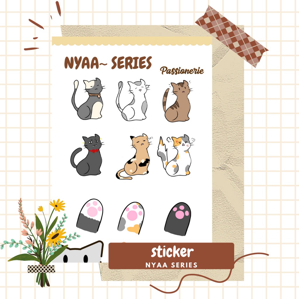 

Sticker A6 Nyaa Series Cats Kucing Bullet Journal Kit Journalling Journal Passionerie