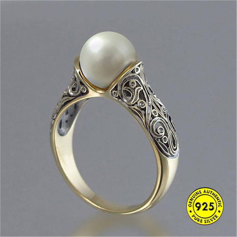 Cincin Mutiara Natural Bahan 925 Silver