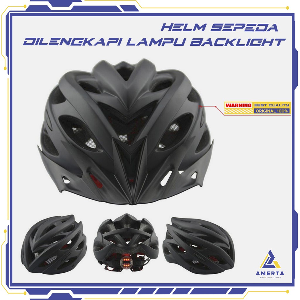 TaffSPORT Helm Sepeda EPS PVC Shell dengan Lampu Backlight