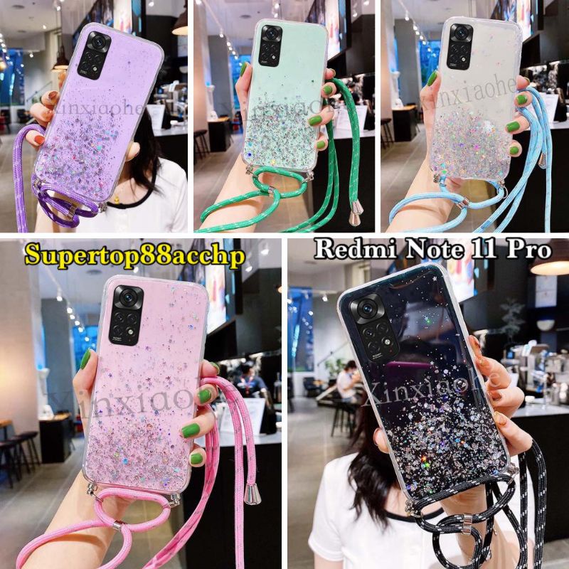 Case Tali Nagita Xiaomi Redmi Note 11 5G Redmi Note 11 Pro Poco M4 Pro 5G Lanyard Glitter Gantungan