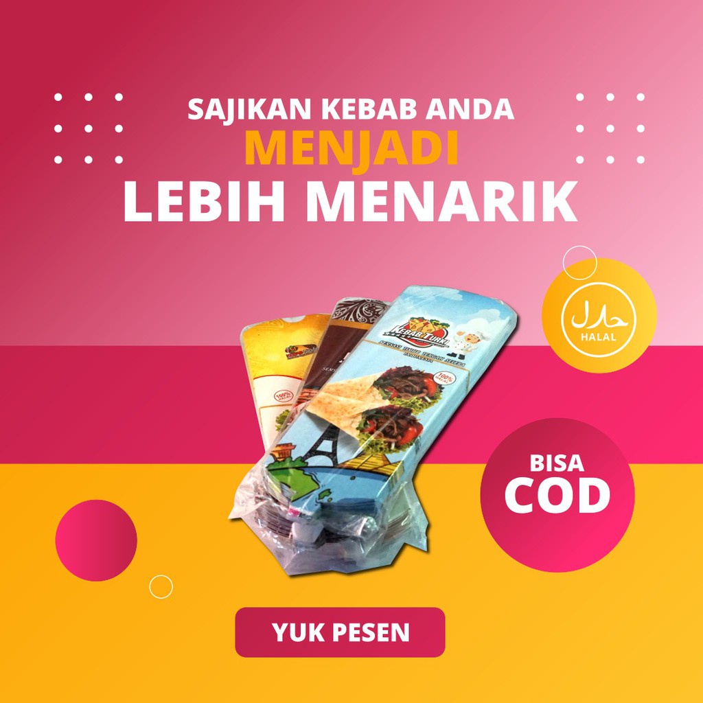 Kertas Kebab / Bungkus Kebab / Kotak Kemasan Kebab isi 20 Pcs