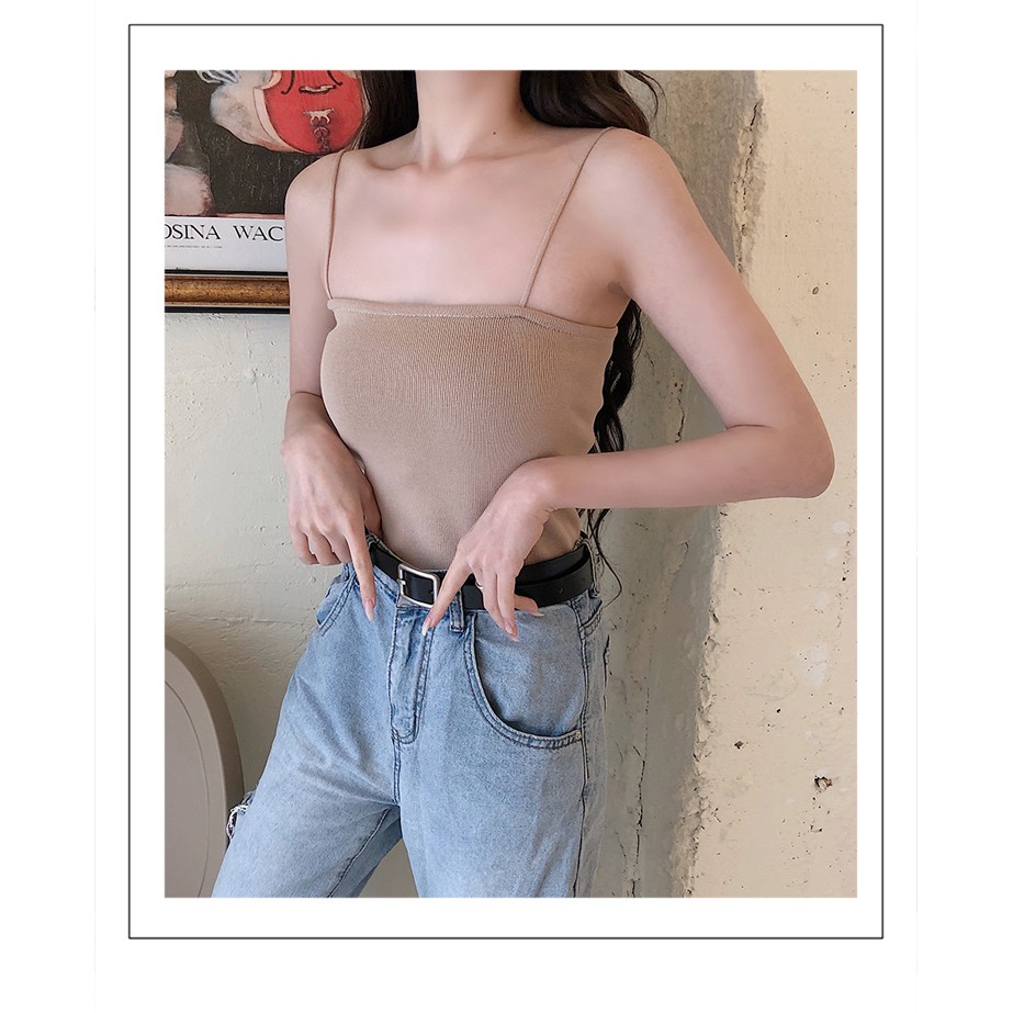 Tanktop wanita Rompi knit Tengtop wanita Crop top wanita korea