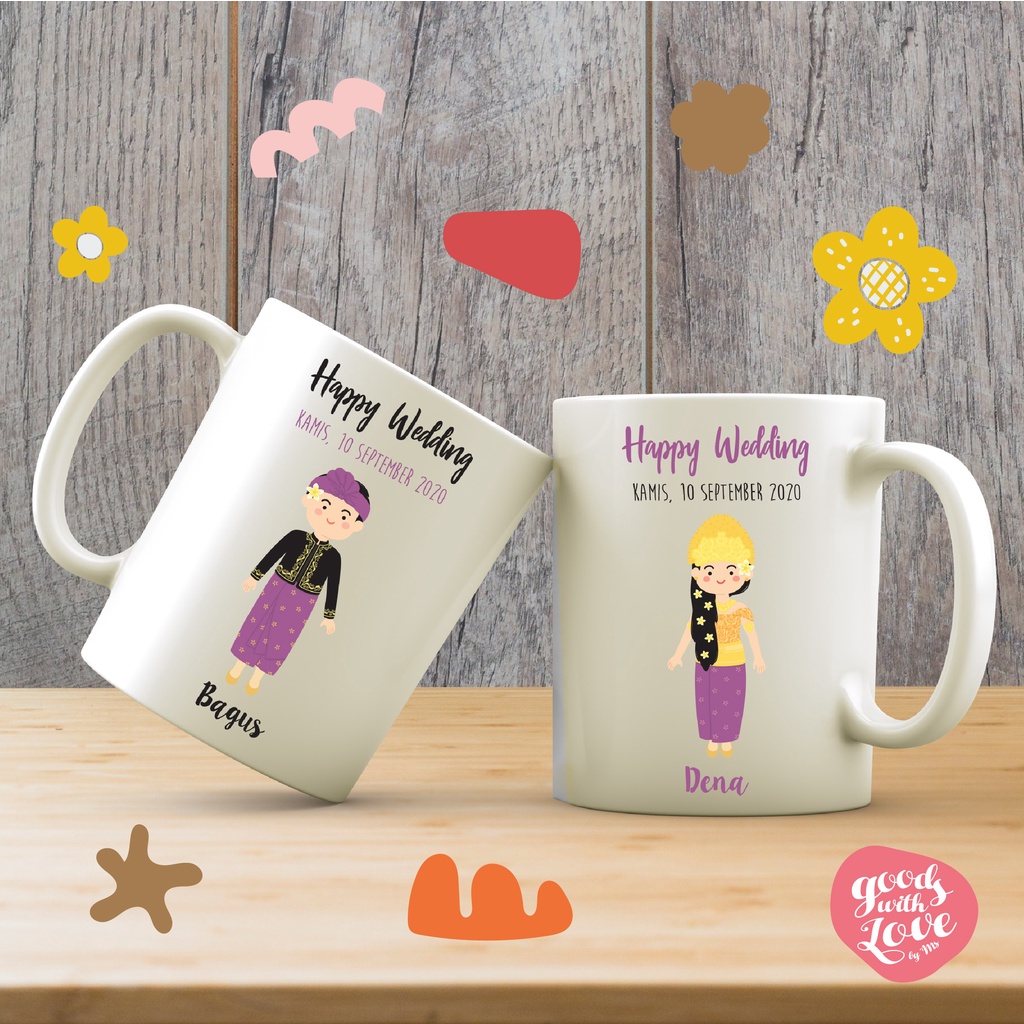 Jual Mug Couple Pakaian Adat Pernikahan By Goodswithlove Gelas Hadiah Wedding Sunda Jawa Aceh 0476