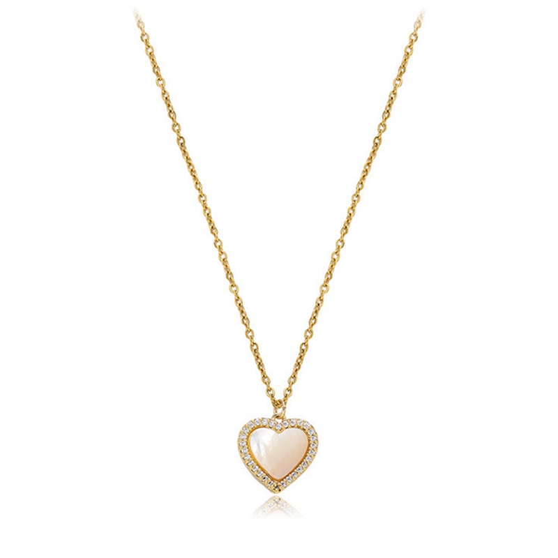 Kalung Rantai Liontin Opal Bentuk Hati Lapis Emas 14k Untuk Wanita