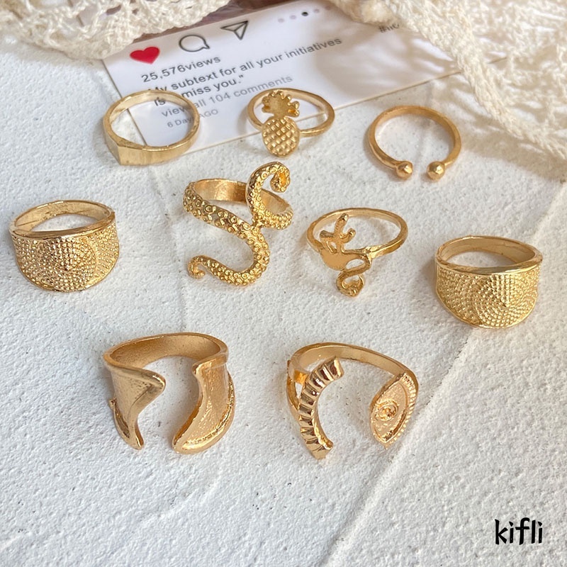 5 Buah/Set Fashion Geometris Twist Mutiara Cincin Set,Pembukaan Dapat Disesuaikan Kepribadian Ekor Cincin,Jari Kombinasi Wanita Perhiasan Aksesoris