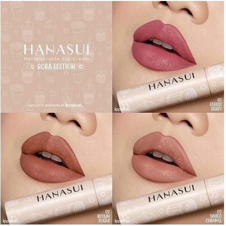 ✨SHASYA✨ Hanasui Lipcream BOBA Mattedorable Plus Vitamin E dan Olive Oil - Netto 4 gr