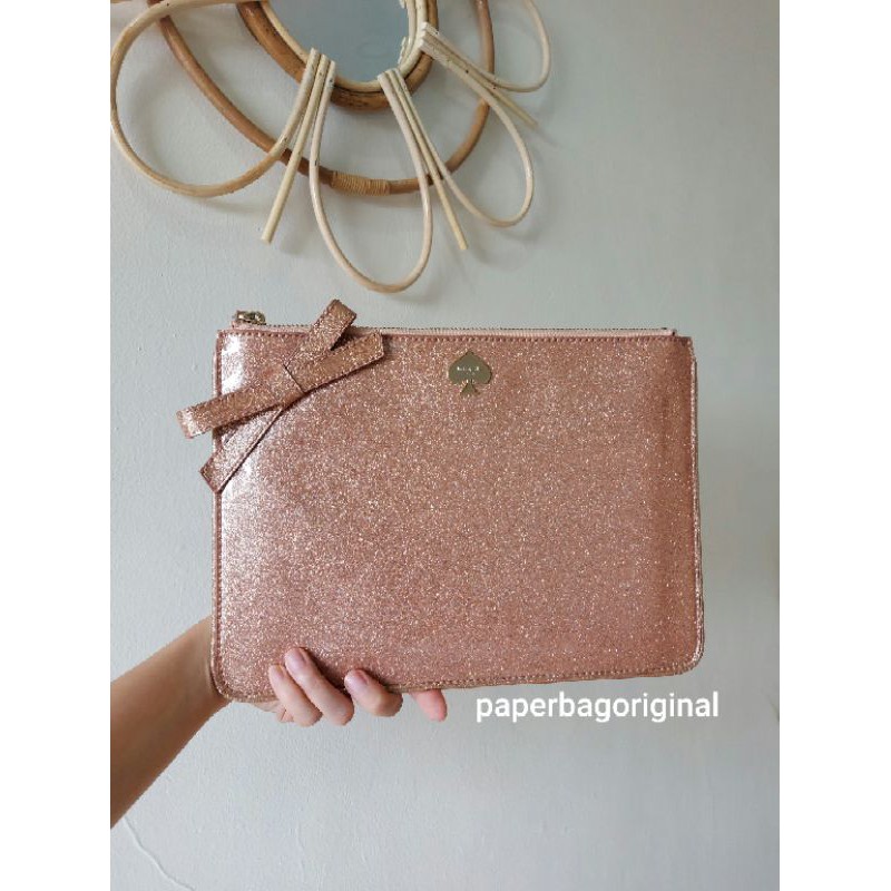 Kate Spade Original Pouch Authentic Glitter Pink Clutch bag