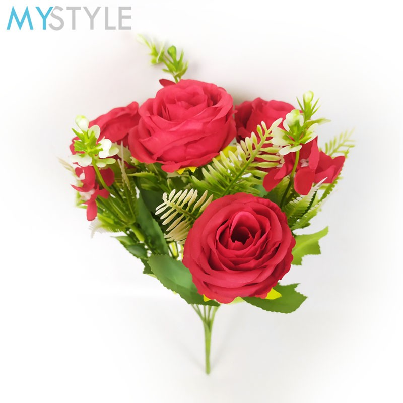 MYSTYLE BUNGA ROSE 4R3H 1 TANGKAI 4 BUNGA MAWAR PLASTIK BUNGA PALSU MURAH BUNGA ARTIFICIAL