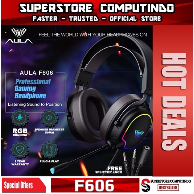 Headset Gaming AULA F606–RGB Running Backlight-AULA F-606